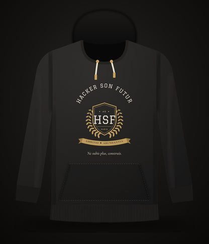 Hoodie HSF Varsity noir, écusson et lauriers dorés